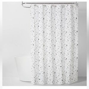 Shower Curtain White Grey Black Speckled - Modern Bathroom Shower Curtain
